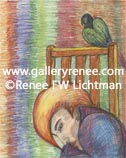 Bird Watching, Fantasy Art, Pastels on drawing paper, Renee FW Lichtman