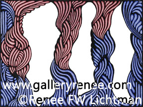 "Cave Abstract" Ballpoint Pens and Pen and Ink, Original Art Gallery, Fine Art for Sale from Artist Renee FW Lichtman