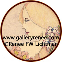 "Gloria" Wax Crayons and Pencil, Original Art Gallery, Fine Art for Sale from Artist Renee FW Lichtman