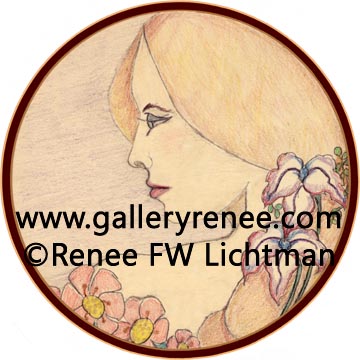 "Gloriaquot; Crayon on Tracing Paper, Figurative and Portrait Art Gallery, Original Art Gallery, Fine Art for Sale from Artist Renee FW Lichtman