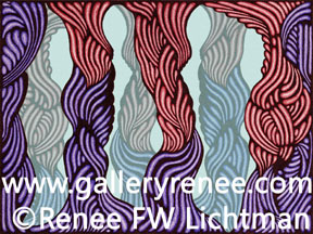 "Mist In the Cave"  Pen and Ink, Ballpoint Pen and Digital Recomposition, Abstract Art Gallery, Fine Art for Sale from Artist Renee FW Lichtman