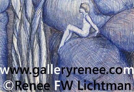 Rock Nymph, Fantasy Art, Ballpoint Pen Technique, Detail, Renee FW Lichtman