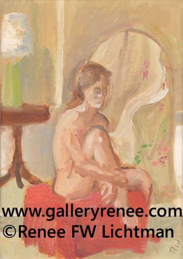 "Small Nude" Oil Paints on Canvas Board, Figurative and Portrait Art Gallery, Original Art Gallery,Fine Art for Sale from Artist Renee FW Lichtman