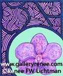 Stained Glass Vanda Aqua,Fine Art for Sale, Botanical and Floral Art Gallery Artist Renee FW Lichtman 