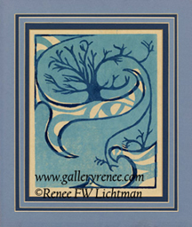 "Tree"  Hand Pulled Linoleum Print,Abstract Art Gallery, Fine Art for Sale from Artist Renee FW Lichtman