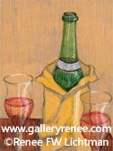 Wine and Glasses, Fine Art for Sale, Still Life Art Gallery, Artist Renee FW Lichtman