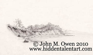 "mount Loretto Cliffo"  Landscape Art Gallery, Graphite Pencil Drawing from John Owen