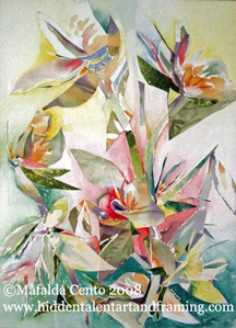 Birds of Paradise, Watercolor Collage from artist Mafalda Cento
