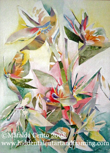 "Birds of Paradise" Botanical Art Gallery, Collage and Watercolors From Mafalda Cento