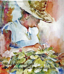 Bouquet du Basilic, Watercolor painting  from artist Mafalda Cento