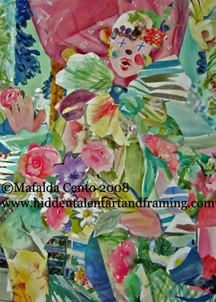 Clown Collage collage and watercolor painting from artist Mafalda Cento