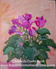Cyclamens acrylic painting  from artist Mafalda Cento