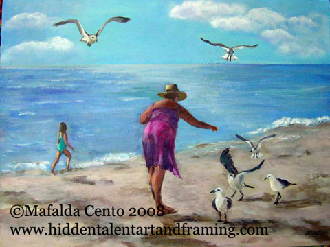 "Feeding Time" Landscape Art Gallery, Acrylic Painting  from Mafalda Cento