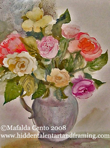 Johanna's Roses watercolor painting  from artist Mafalda Cento