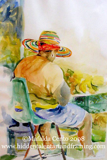"Marche Du Soleil" Figurative Art Gallery, Watercolor Painting From Mafalda Cento