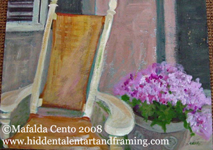 New Hope Porch watercolor painting from artist Mafalda Cento
