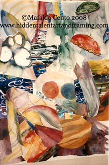Sea Goddess collage and watercolor painting from artist Mafalda Cento