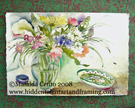 Sorrento Dish watercolor painting from artist Mafalda Cento