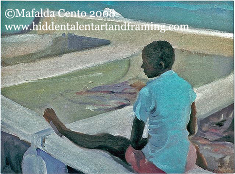 "Sweet Idleness" Figurative Art Gallery, Acrylic Painting From Mafalda Cento