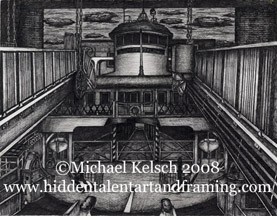 Staten Island Ferry Prints" The Governor Lehman"  Pen and Ink Art from Michael Kelsch