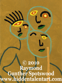 "Trio" Figurative Expressionism in the Figurative Art Gallery, Tempera Painting from Artist Raymond Gunther
