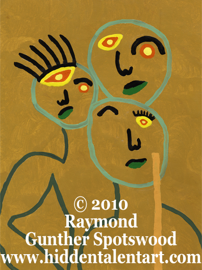 "Trio" Abstract Art Gallery, Tempera Painting from Artist Raymond Gunther