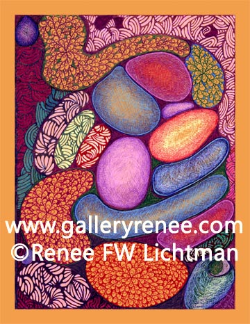 "Ashley" Abstarct Art Gallery, Ballpoint Pen Drawing from Artist Renee Lichtman