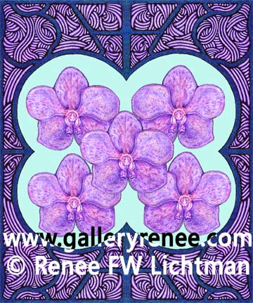 Five Vandas, Botanical Art, Limited Edition Art Print for Sale