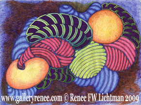 Harmonics, Abstarct Art Gallery, Ballpoint Pen Drawing From Artist Renee Lichtman