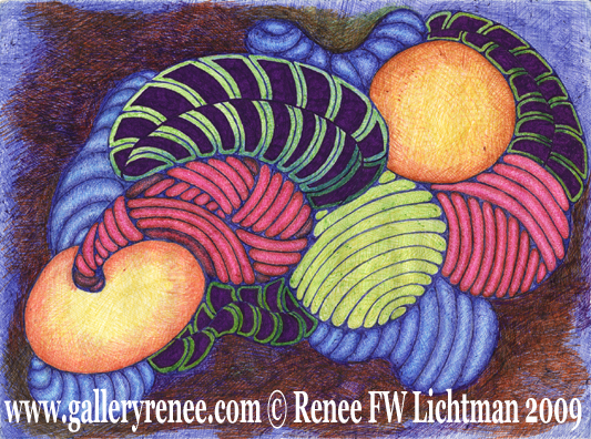 "Harmonics" Abstract Art Gallery, Ballpoint Pen Drawing from Artist Renee Lichtman