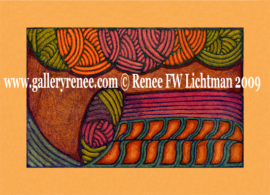 "Slide Rule the Infinite" Abstract Art Gallery, Ballpoint Pen Drawing from Artist Renee Lichtman