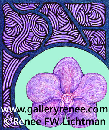 Stained Glass Vanda Aqua, Botanical Art, Limited Edition Art Print for Sale