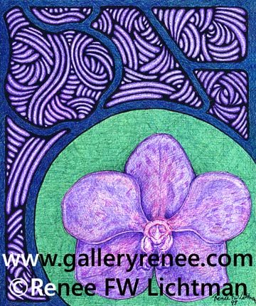 Stained Glass Vanda Green, botanical Art, Limited Edition Art Print for Sale
