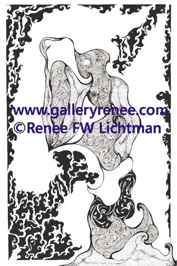 Thunderhead, Abstract Art Gallery, Pen and Ink Drawing from Artist Renee Lichtman