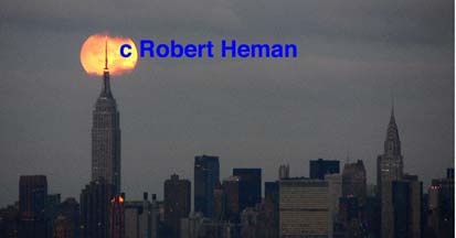 "Empire State Building and Moon" Landscpe Art Gallery, Photographic Art from Robert Helman